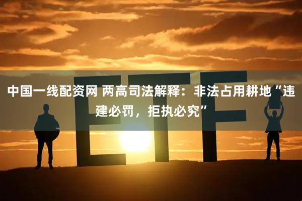 中国一线配资网 两高司法解释：非法占用耕地“违建必罚，拒执必究”
